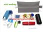 Preview: Täschchen ORANGE Outdoorstoff wetbag, mit Zipper dunkelblau, TaTüTa Inhalator Kosmetik, by BuntMixxDESIGN